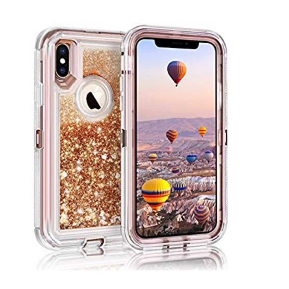 💕Floating Glitter Case iPhone X (Light Coffee)💕